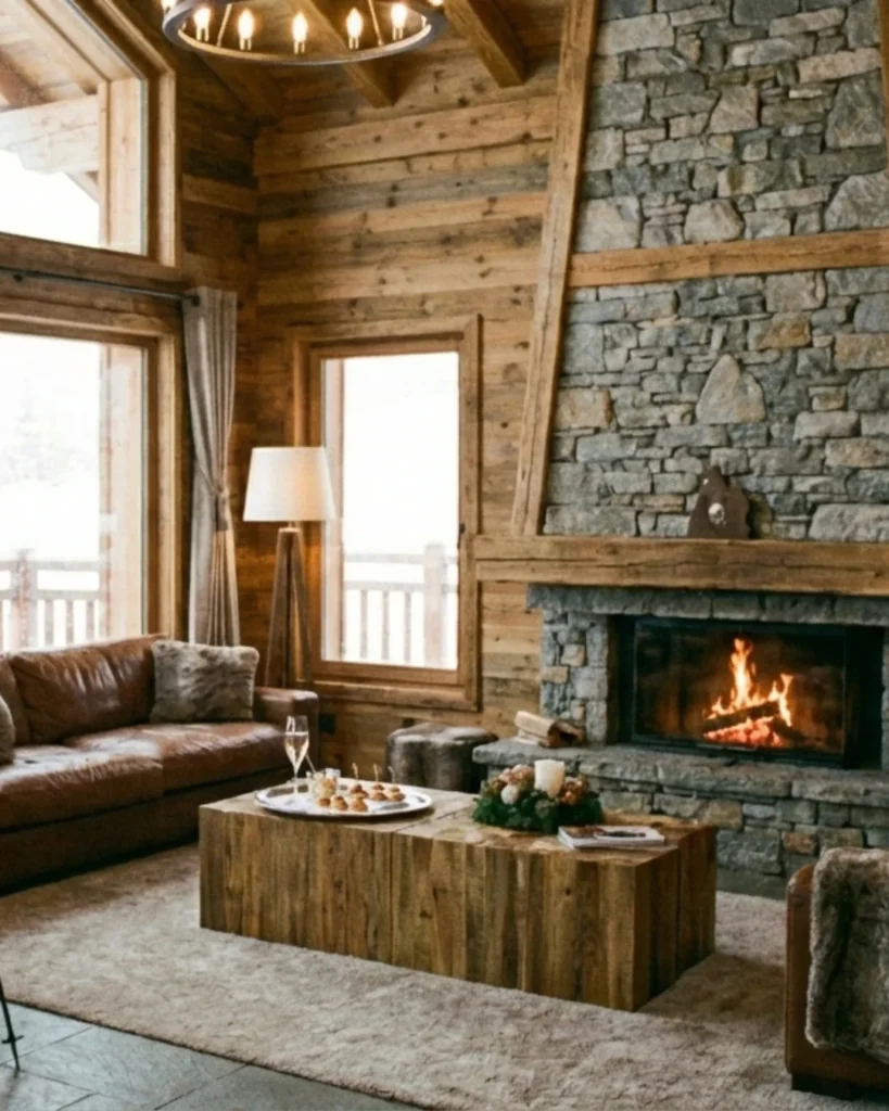 Agence M Com Marseille Altheor Courchevel Nettoyage interieur chalet montagne cheminee amuses bouches