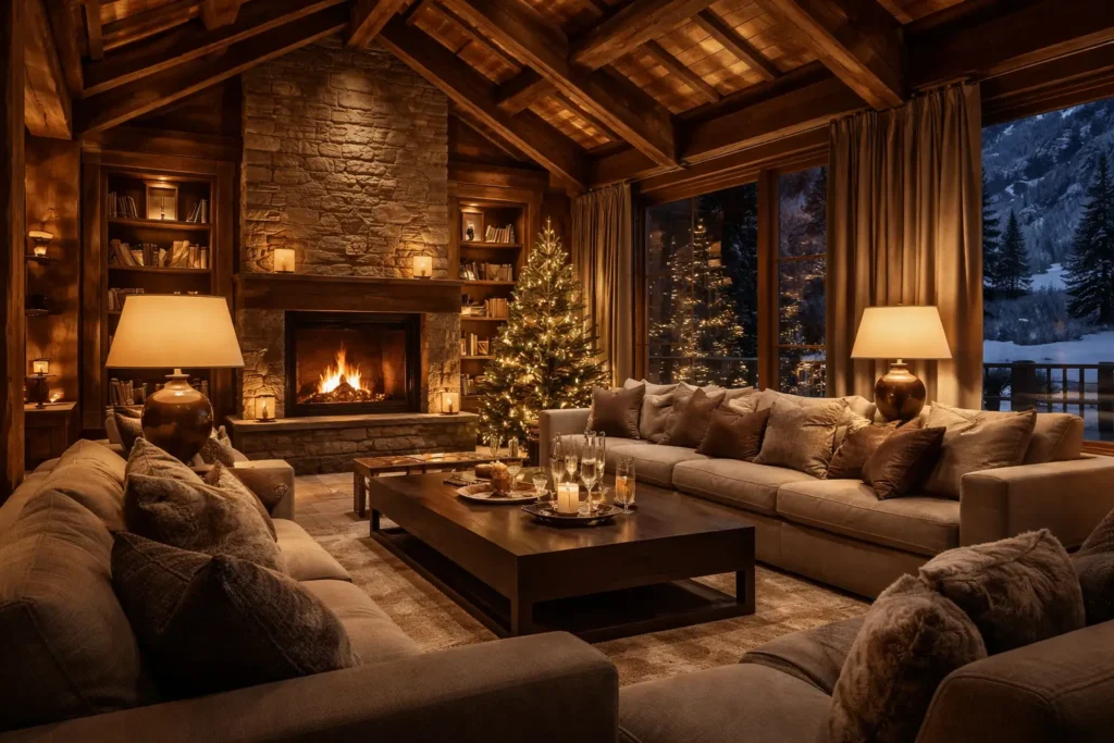 Agence M Com Marseille Altheor Courchevel Nettoyage salon chalet luxe cheminee montange